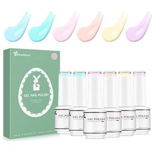 Nicedeco Pasen Gel Nagellak Set Semi Permanent Nail Gel UV LED Soak Off Cruelty-Free Gellak Set Kleuren 6 x 8ML Gift Set 20