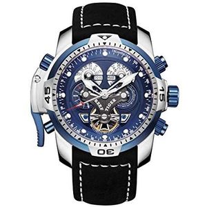 Reef Tiger Militaire Horloges voor Mannen Rvs Blauwe Dial Horloge Sport Automatische Horloges RGA3503, Rga3503-ylblb, Armband