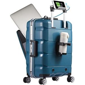 20inch TSA locks cabin suitcase, Trolley Case with Front Computer Compartment and 4 Spinner Wheels, Multifunctional USB Charging Port Cabin Luggage (Color : D, Size : 50X37X22cm)