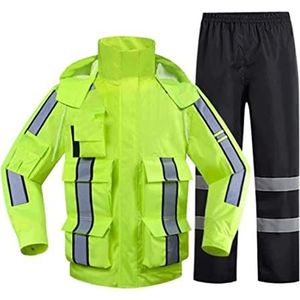 Hoge Zichtbaarheid Hi Vis Werkkleding, Waterdichte zijden veiligheidsjas Fluorescerend groen dienstpak Ademende warmte Reflecterende overall Constructievest(S)