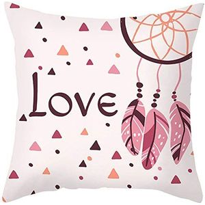 Ethereval Linnen sierkussenslopen kussenslopen sectionele liefde dromenvanger driehoek kussensloop veranda kussenhoezen vintage lichtroze decor sierkussensloop - 40 x 40 cm
