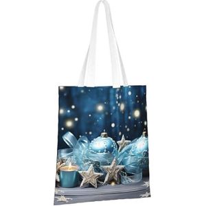 GFLFMXZW Canvas Tote Bag Schoudertas voor Vrouwen Blauwe Aarde In De Ruimte Tote Tassen Canvas Boodschappentas Schoudertas, Blauwe Kerst, One Size