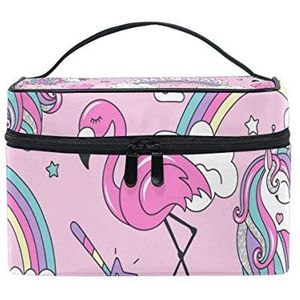 Hengpai Eenhoorn Flamingo Regenboog Kleurrijke Trendy Mode Cosmetische Tas Reizen Make-up Trein Gevallen Opslag Organizer voor Vrouwen