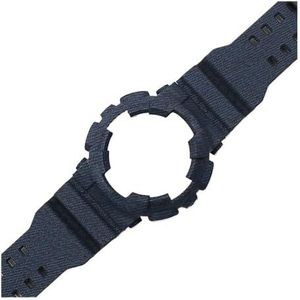 Horlogeaccessoires Geschikt for Casio G-SHOCK camouflagehars Geschikt for GA-110 100 120 GD-100 horlogekast heren- en damessportband (Color : Denim dark blue, Size : 16mm)