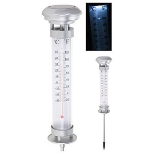 LED zonne-thermometer - verlicht - tuin buitenthermometer tuinthermometer
