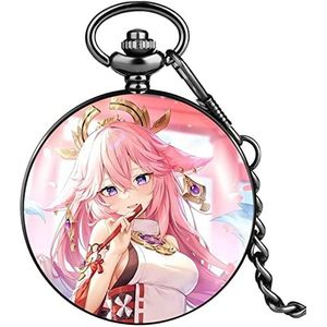 Yojack Gepersonaliseerd zakhorloge roze meisjes zakhorloge quartz Arabische cijfers wijzerplaat klok anime titel patroon gegraveerd horloge (kleur: zakhorloge B)