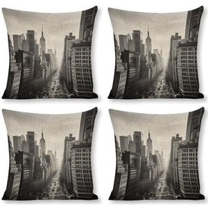 LFDSEPYM Zwart en wit New Yorkkussenslopen 45 x 45 cm decoratieve linnen kussenslopen kussenslopen sierkussens seizoensgebonden boerderij kussenslopen voor bank bank buiten woondecoratie