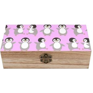 Pinguïn houten opbergdozen voor koppels met deksels, aandenken, schat, sieradenkistje, organizer