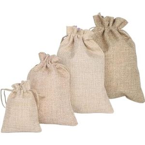 Linnen jute tas 5 stuks vintage stijl handgemaakte kleur natuurlijke jute linnen sieraden reizen opslag zakje mini snoep jute verpakkingszakken voor geschenkzak (kleur: kaki, maat: 15 x 20 cm _linnen