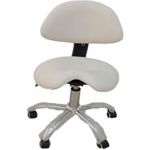 JAVPTAV Zadelstoel mondhygiënist, 48-58 cm zadelkruk rolstoel met verstelbare rugleuning, ergonomische medische salonstoel voor ziekenhuis (wit)