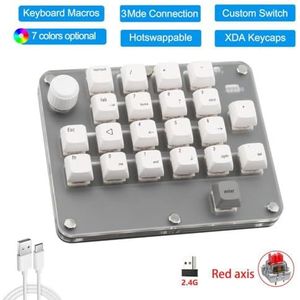 QPSJXN Aangepaste RGB mechanisch toetsenbord 2.4g Bluetooth USB 3 Macro Mode KEYPAD CHEPT-Swap PS LR an XD (2101 Wit 2.4G)