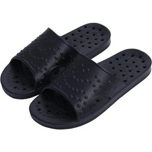 UBOHUZ Zomerpantoffels voor dames, doucheschoenen, sneldrogende zwembadslippers, lichtgewicht strandsandalen, huisslippers voor badkamer, zwembad, Zwart, 45/46 EU