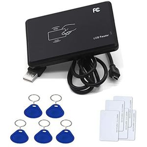 YAVIS RFID Smart IC-kaartlezer USB 13,56 MHz Proximity Contactloze kaartlezer Plug en Play + 5 stuks alleen lezen NFC Tag Token-sleutelhangers + 5 stuks rfid ic-kaarten