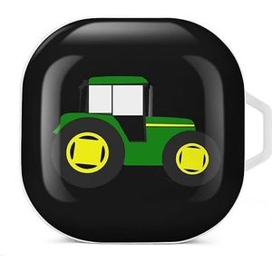 Groen Traktor Oortelefoon Hoesje Compatibel met Galaxy Buds/Buds Pro Schokbestendig Hoofdtelefoon Case Cover Wit-Stijl