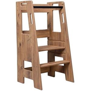 Industrial Living Leertoren – Opstapje – Learning Tower – Montessori – Leertoren Keukenhulp – Kind – Trapje – MDF – Walnoot