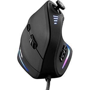 TRELC Gamingmuis met 5D-rocker, ergonomische muis met 10000 DPI/11 programmeerbare knoppen, RGB verticale gamingmuizen bedraad voor pc/laptop/e-sports/gamer (zwart)