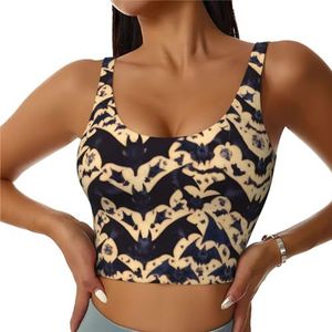Grappige kikkers - Crop Tops voor Vrouwen Sportbeha U-rug Verwijderbare Gewatteerde Crop Workout Tank Top met Ingebouwde BH's, Slim Fit Mouwloze Atletische Vesten, Patroon vleermuis, S