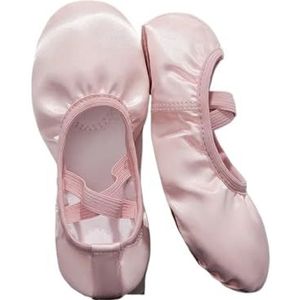 Elegante balletschoenen voor jongens en meisjes, platte balletschoenen van satijn, ademend, Roze, 36 EU