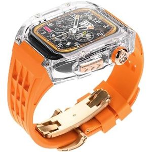 INSTR Transparante Mod Kit Voor Apple Horloge Ultra 2 49mm Rubberen Band met clear Case Voor iWatch Series9 8 7 6 5 4 SE 45MM 44MM(Color:Orange B,Size:For iwatch 45mm)
