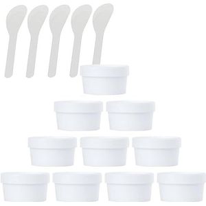 OIFAODAO， 10 stuks 50ml roze masker mengkom lege 50g plastic voorraadpotten met binnenvoering for opslag lichaam hand gezichtscrème lotion gel 5x spatel ，Cosmetische potjes(Svart,50ml)