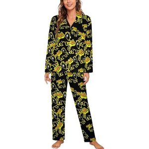 Rasta Fari Lion pyjama met lange mouwen voor dames, klassieke nachtkleding, nachtkleding, zachte pyjama's, loungesets