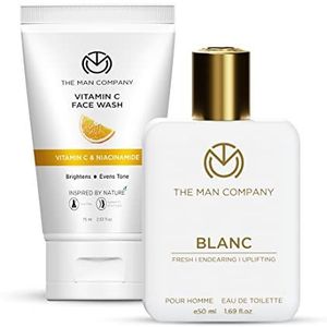The Man Company Face Care Combo with Vitamin C Face Wash 75Ml & Blanc Edt 50Ml, Long Lasting Fragrance, Oil Free Look, Instant Glow, Set of 2