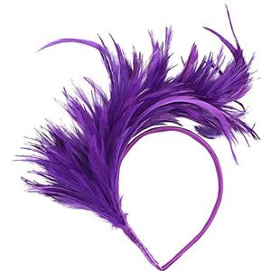 Veer Hoofdband Vintage kleurrijke burleske hoofddeksel flapper struisvogel veer fancy hoofdband flapper hoofddeksel vrouw haaraccessoires Carnaval Veer Hoofdband (Color : Purple, Size : Size fits al