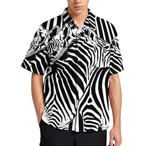 Strepen Zebra's Hawaiiaans shirt voor heren, zomer, strand, casual, korte mouwen, button-down shirts met zak
