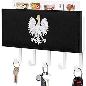 Wapenschild Polska Polen Eagle Sleutelhouder voor Muur met 5 Haken Brief Kapstok Home Decor Keuken Slaapkamer Kantoor