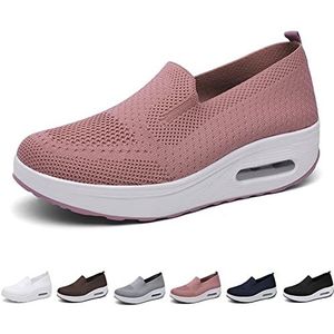 Orthopedische sneakers voor dames, orthopedische platformsneakers, comfortabel, ademend, mesh, stretch sneakers, roze, 4.5/5 UK