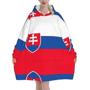 Oversized Vlag Van Slowakije Hoodies Vrouwen Uk Pluizige Deken Hoodie Sherpa Vrouwen Fleece Draagbare Deken Mannen
