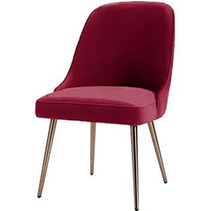 GEIRONV Zachte Fluwelen Eetkamerstoel,4S Winkel Hotel Receptie Bureaustoel Moderne Eenvoud Gouden Been Teller Stoel 1 Stuk Eetstoelen (Color : Red)