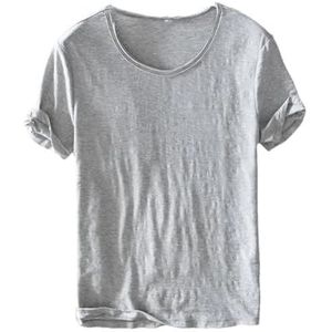 Dvbfufv Heren Vintage Katoenen T-shirt Lichtgewicht Ademend Slim-Fit O-hals Casual Basic Tops, Lichtgrijs, M