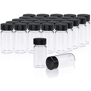 ALWSCI Monsterflesjes van 20 ml, 20 stuks monsterflesjes met schroefdop, PE Liner monstercontainer, laboratoriumflesjes voor vloeistof, monsterneming