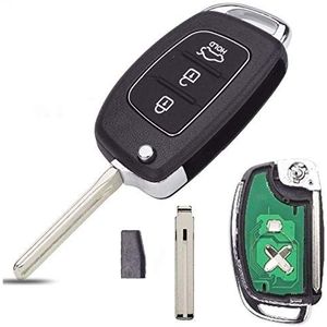 ProPlip Radiosleutel met programmeerelektronica, compatibel met Hyundai 3 toetsen I20 IX35 I30 I40 IX45 Santa Fe Solaris Accent Tucson KIA Rio Ceed 433 MHz afstandsbediening maagd