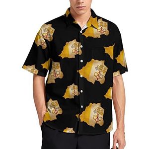 Vintage Vaticaanstad Vlag Kaart Hawaiiaanse Shirt Voor Mannen Zomer Strand Casual Korte Mouw Button Down Shirts met Pocket