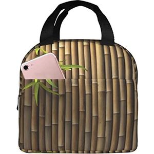 JYQCNSMJYB2 Lente bamboe print geïsoleerde lunchbox voor dames en heren, lichte duurzame draagtas voor kantoor, werk, school