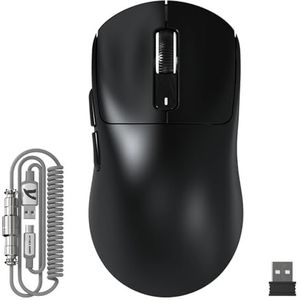 ATTACK SHARK X3MAX 49g SUPERLIGHT Muis, PixArt PAW3950 Sensor, Tot 420000 DPI, BT/2.4G Draadloze/Bekabelde Gaming Muis met Gekrulde Kabel, 100M Klikken Microswitches, voor PC/Xbox/PS5/Mac