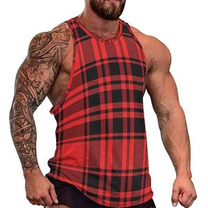 Kerst Rood En Zwart Geruite Mannen Tank Top Grafische Mouwloze Bodybuilding Tees Casual Strand T-Shirt Grappige Gym Spier