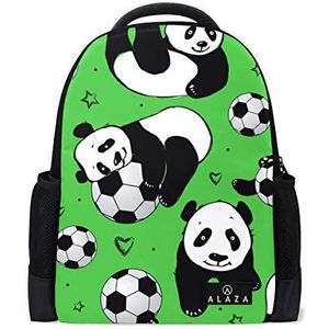 My Daily Leuke Panda Voetbal Doodle Rugzak 14 Inch Laptop Daypack Boekentas voor Reizen College School, Meerkleurig, One Size