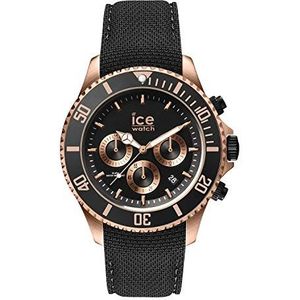 Ice-Watch - ICE steel Black Rose-Gold Chrono - Zwart herenhorloge met siliconen armband - Chrono - 016305 (Maat L)