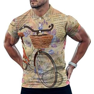 Vintage Rozen Vogels En Fiets Grappige Mannen Polo Shirt Korte Mouw T-shirts Klassieke Tops Voor Golf Tennis Workout