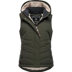 Ragwear Hesty Winterjas voor dames, warm, gewatteerd vest, waterdicht, met afneembare capuchon, XS-6XL, Dark Olive22, 3XL