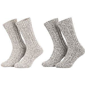 Piarini 4 paar Noorse sokken, wintersokken voor dames en heren, van schapenwol, grijs, natuur, blauw-antraciet gemêleerd, 35-38, 39-42, 43-46, 47-50, 4 x grijs-melange, 39-42 EU