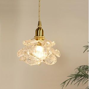 Messing Glas Kleine Hanglamp Slaapkamer Nachtkastje Lamp Creatieve Persoonlijkheid Retro Literaire Bloemen Bar Erker Lamp Lantaarn Loft Bar Hangende Verlichting Hoogte Verstelbaar