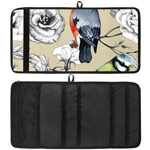 Potlood Wrap, Reizen Tekening Kleurpotlood Roll Organizer voor Artiest, Potloden Pouch Case Goudvink Mees Vogels