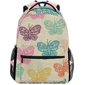 Jeansame Rugzak School Tas Laptop Reistassen voor Kids Jongens Meisjes Vrouwen Mannen Vintage Kleurrijke Vlinder