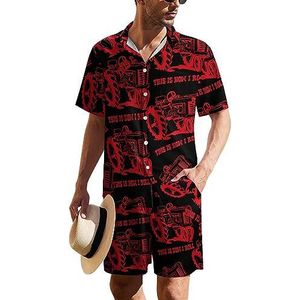Red Tractor Hawaïaans pak voor heren, set van 2 stuks, strandoutfit, shirt en korte broek, bijpassende set