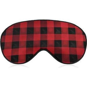 Rood-zwart buffelgeruit geruit slaapmasker, lichtblokkerend oogmasker, comfortabel en zacht, oogbedekking met elastiek, geschikt voor mannen en vrouwen, geschikt voor reizen en slapen