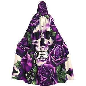 SSIMOO Veel paarse roos schedel unisex mantel-boeiende vampiercape voor Halloween - een must-have feestkleding voor mannen en vrouwen